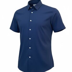 🆕 MAPICK Men's Dress Shirt Short Sleeve Button L